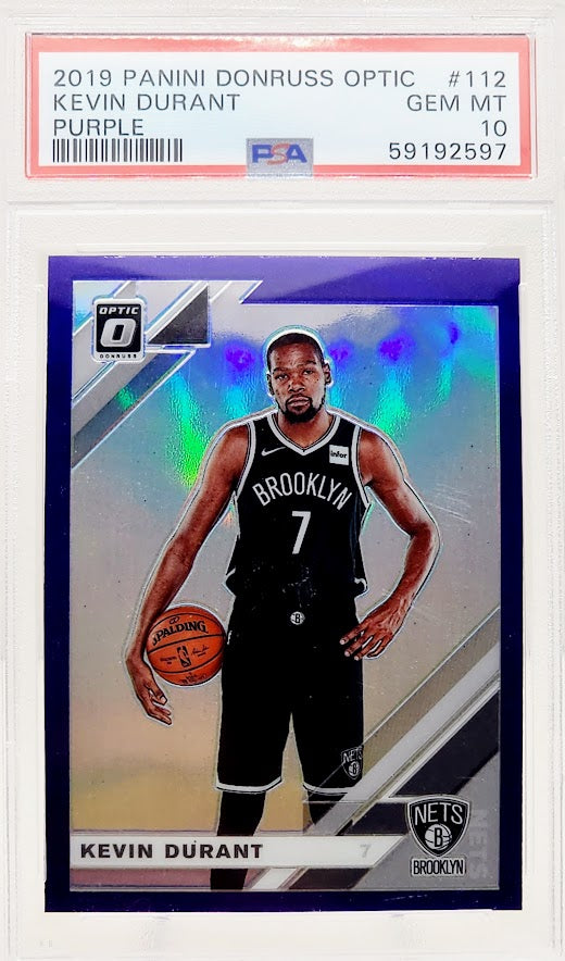 Kevin Durant 2019-20 Panini Donruss Optic Basketball Purple Prizm Card #112 PSA 10 Gem Mint