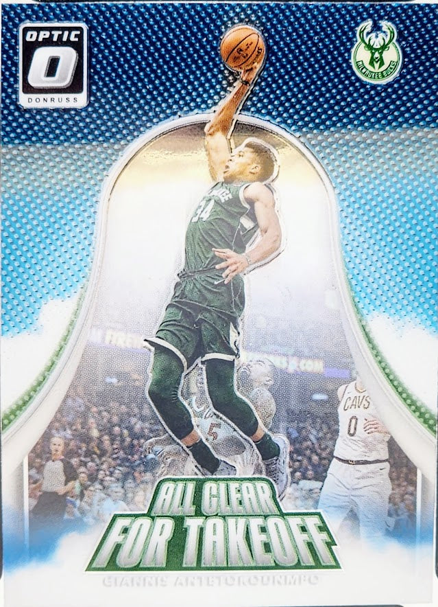 Giannis Antetokounmpo 2017 Panini Donruss Optic All Clear For Takeoff Holo #4 ISA 9 Mint