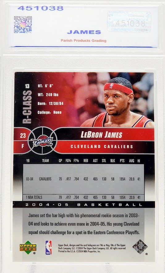 2004 Lebron James Upper Deck R-Class Card #13 Parish Products Mint 9