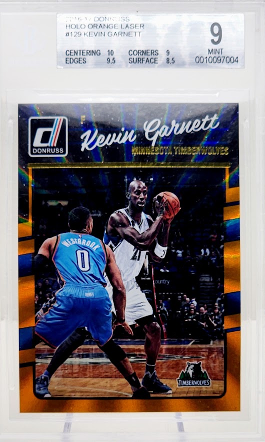 2016-17 Donruss Kevin Garnett Holo Orange Laser #129 Boston Celtics Beckett 9 Mint