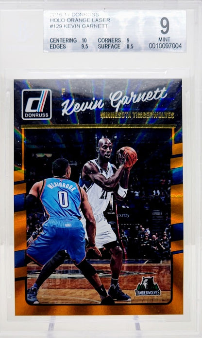 2016-17 Donruss Kevin Garnett Holo Orange Laser #129 Boston Celtics Beckett 9 Mint