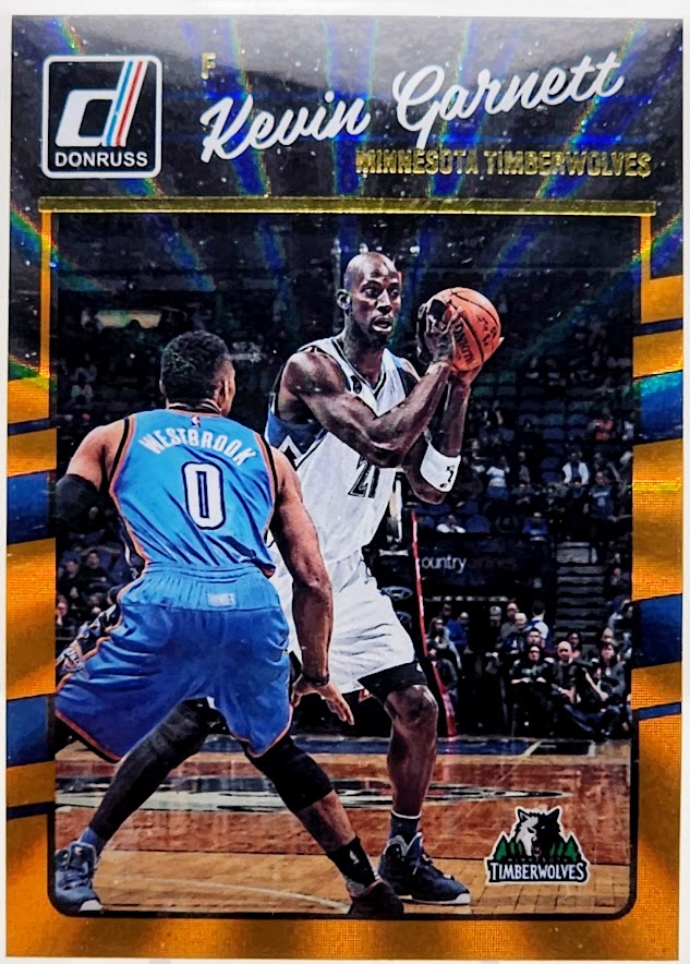 2016-17 Donruss Kevin Garnett Holo Orange Laser #129 Boston Celtics Beckett 9 Mint