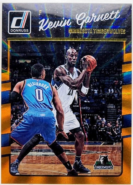2016-17 Donruss Kevin Garnett Holo Orange Laser #129 Boston Celtics Beckett 9 Mint