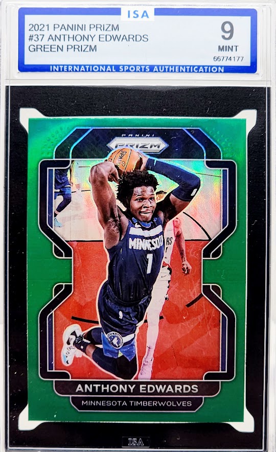 2021 Panini Prizm #37 Anthony Edwards Green Prizm ISA 9 Mint
