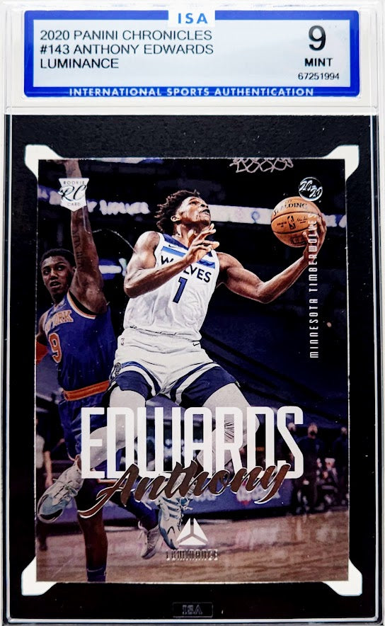 2020-21 Panini Chronicles Luminance Anthony Edwards Rookie Card #143 ISA 9 Mint