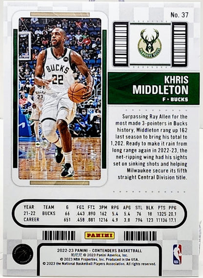 2022-23 Panini Contenders Conference Finals Ticket #37 Khris Middleton /75