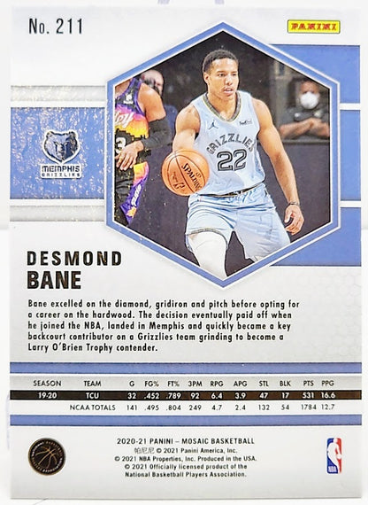 Desmond Bane 2020-21 Panini Mosaic RC A #211 Memphis Grizzlies