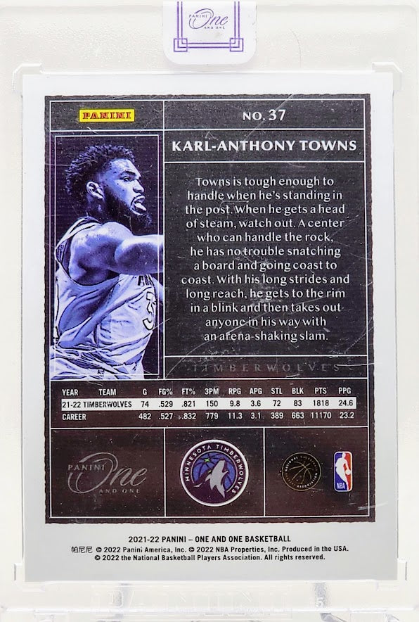2021-22 Panini One and One #37 Karl-Anthony Towns /99 Base Card