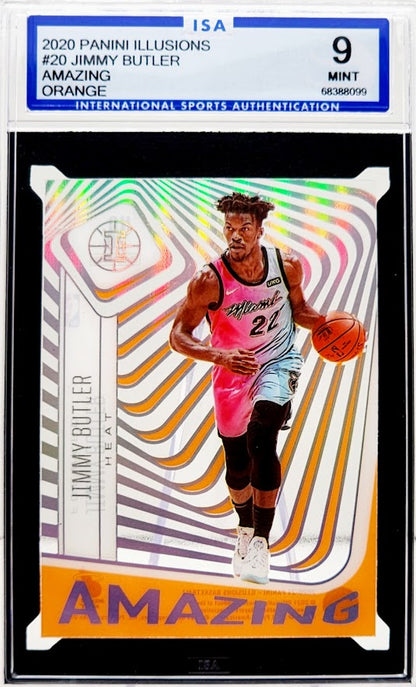 2020-21 Panini Illusions Jimmy Butler Amazing Orange Acetate Miami Heat #20 Card ISA 9 Mint