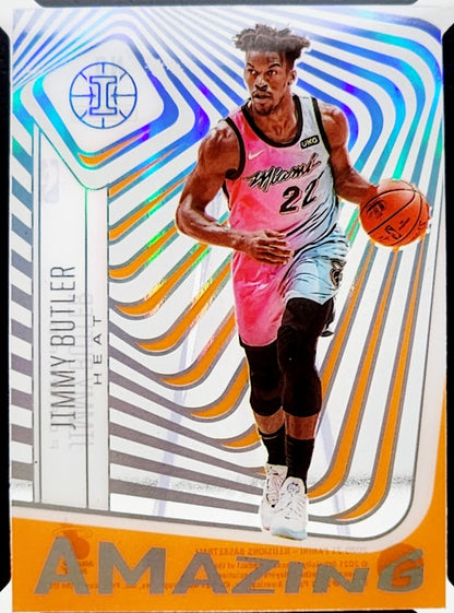 2020-21 Panini Illusions Jimmy Butler Amazing Orange Acetate Miami Heat #20 Card ISA 9 Mint