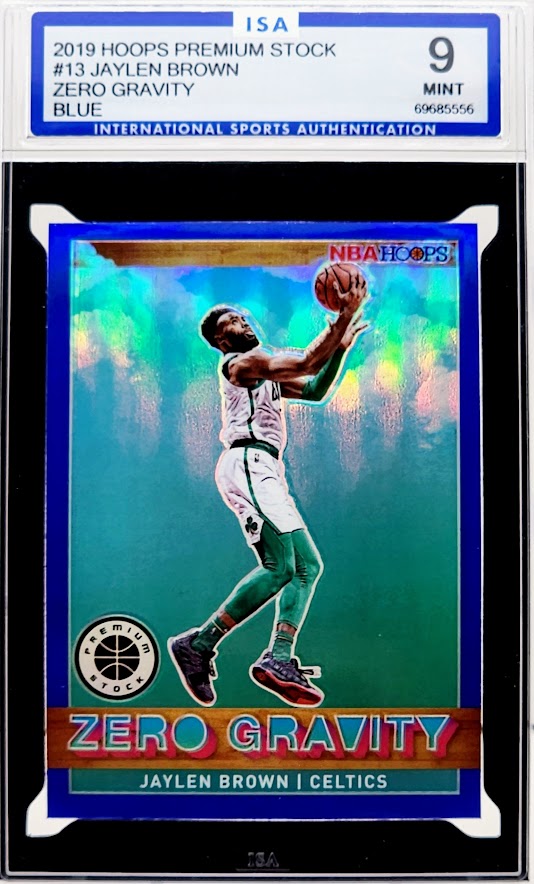 2019 Hoops Premium Stock Zero Gravity Blue Jaylen Brown #13 Boston Celtics ISA 9 Mint