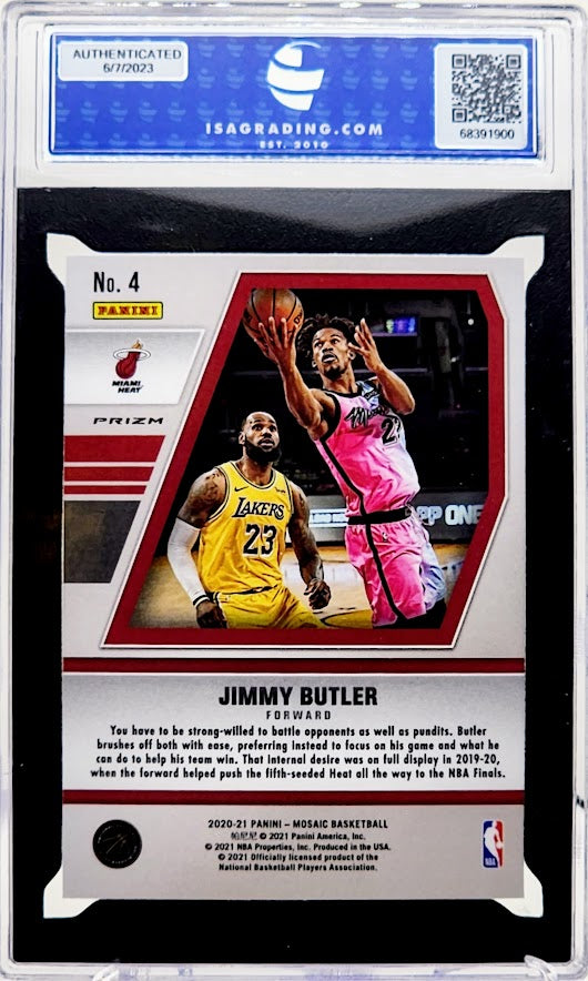 2020 Panini Mosaic Jimmy Butler Will to Win Green Mosaic Prizm #4 ISA 10 Gem Mint