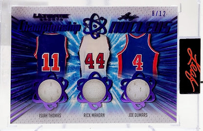 2021 Leaf Ultimate Sports Championship Nucleus Isiah Thomas, Rick Mahorn, Joe Dumars #8/12 Relic #CN-13 Card