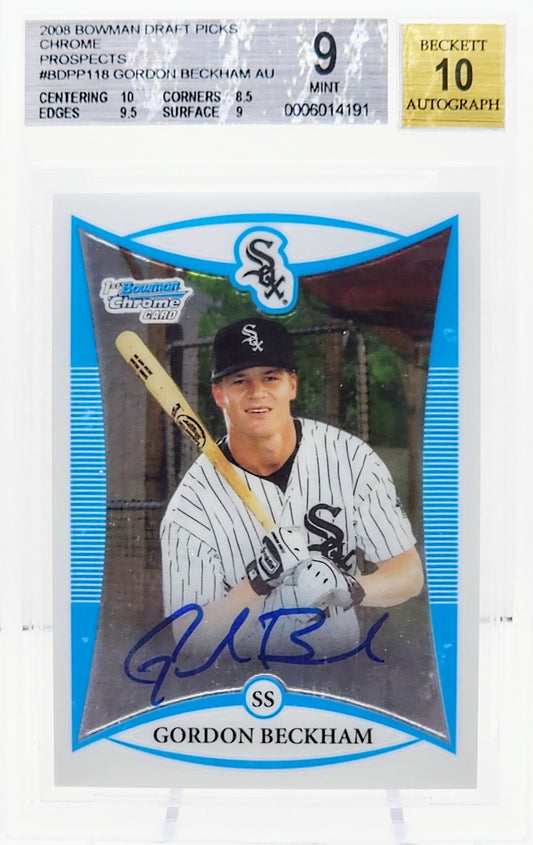 2008 Bowman Draft Prospects Chrome Gordon Beckham #BDPP118 BGS 9 on card/10 on auto GEM MINT Auto - walk-of-famesports