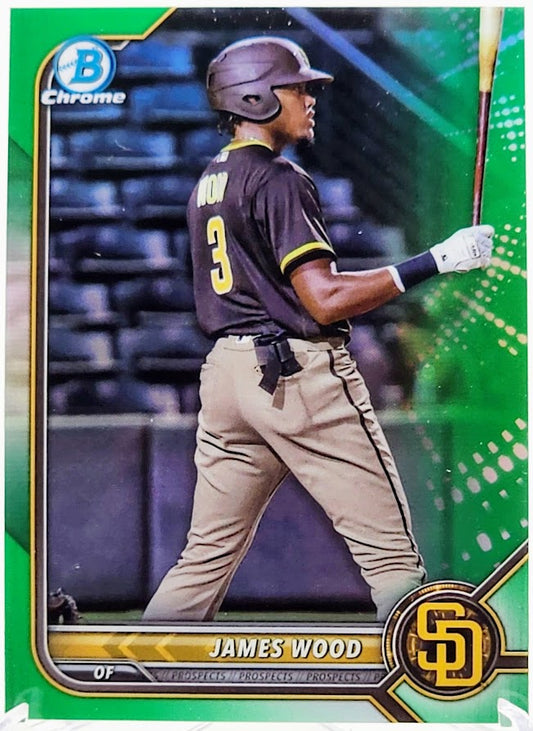 James Wood 2022 Bowman Chrome RC #BCP-213 Prospect GREEN REFRACTOR 80/99