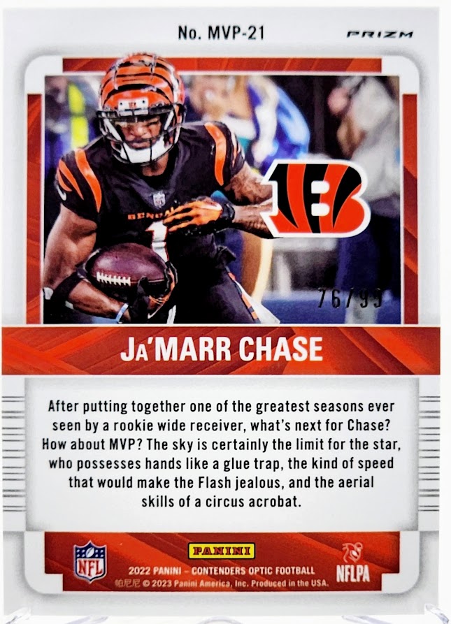 JA’MARR CHASE 2022 Contenders Optic MVP Blue Prizm 76/99 #MVP-21