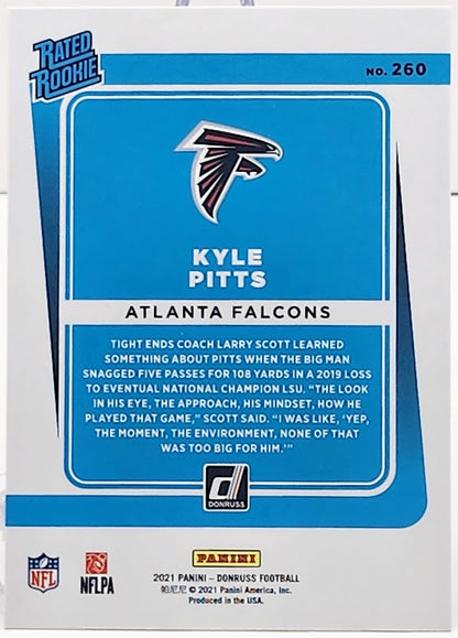 2021 Panini Donruss Kyle Pitts #260 Rated Rookie Blue Press Proof Falcons