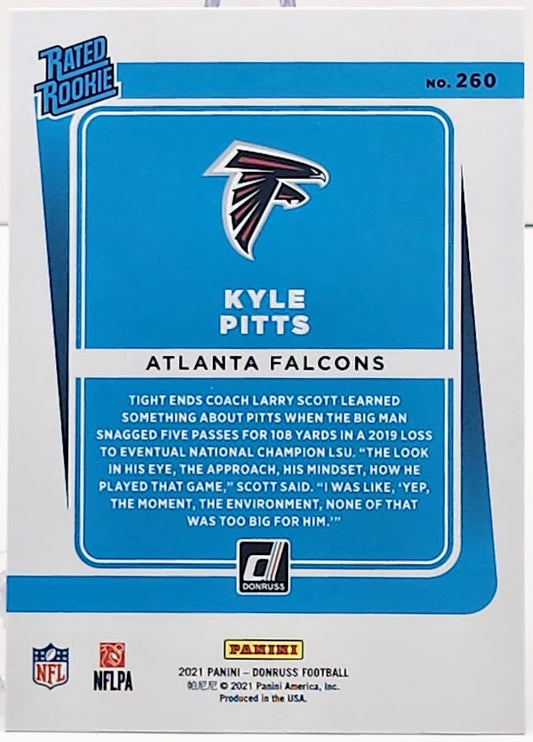 2021 Panini Donruss Kyle Pitts #260 Rated Rookie Blue Press Proof Falcons