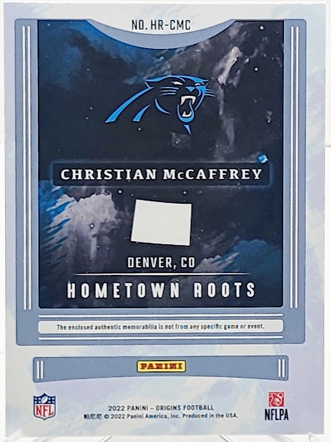 2022 Panini Origins Hometown Roots 4/99 Christian McCaffrey #HR-CMC