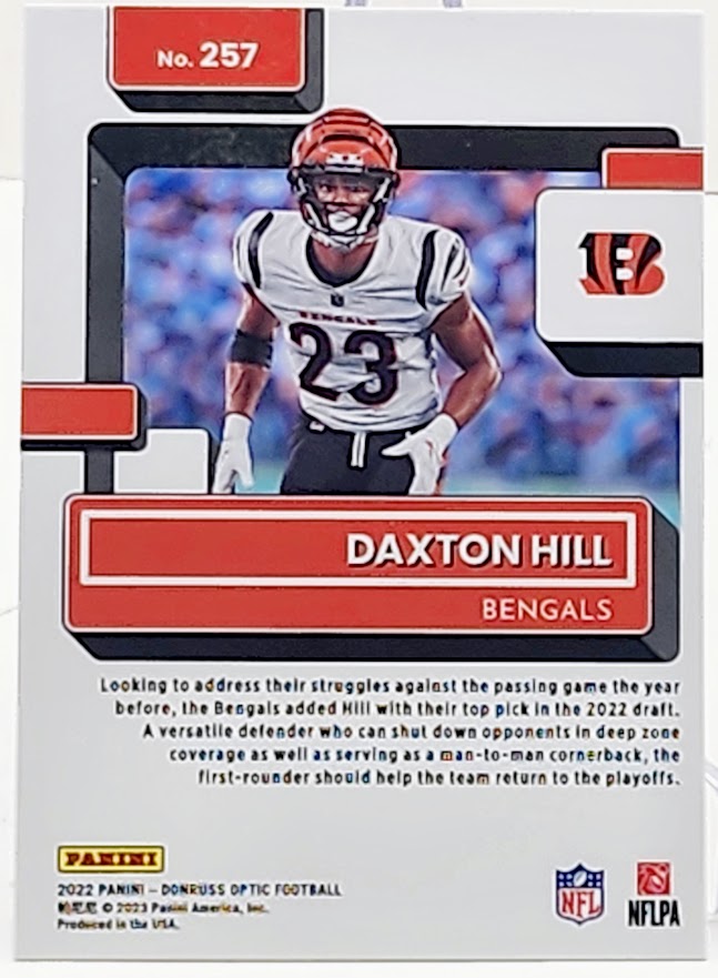 2022 Panini Donruss Optic Daxton Hill Rated Rookie Silver Holo Prizm #257