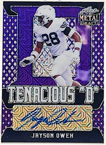 2021 Leaf Metal Draft - Tenacious D Autographs Mojo Purple #TD-JO1 Jayson Oweh 2/7