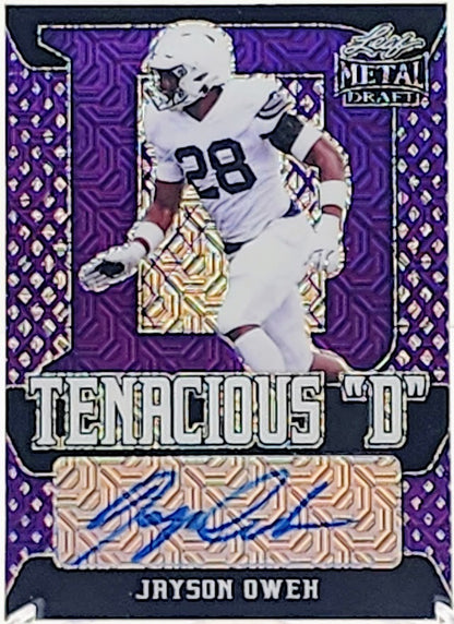2021 Leaf Metal Draft - Tenacious D Autographs Mojo Purple #TD-JO1 Jayson Oweh 2/7