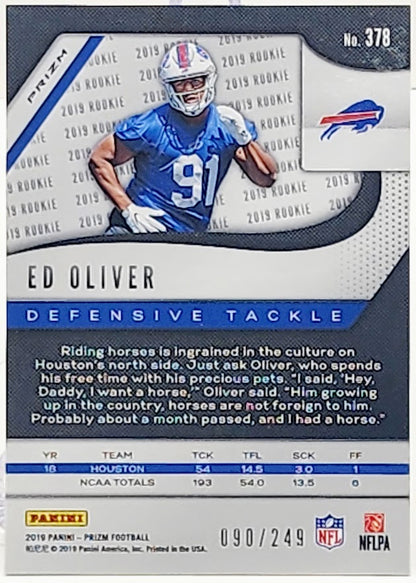 2019 Panini Prizm Rookies Orange Prizm /249 Ed Oliver #378 Rookie RC