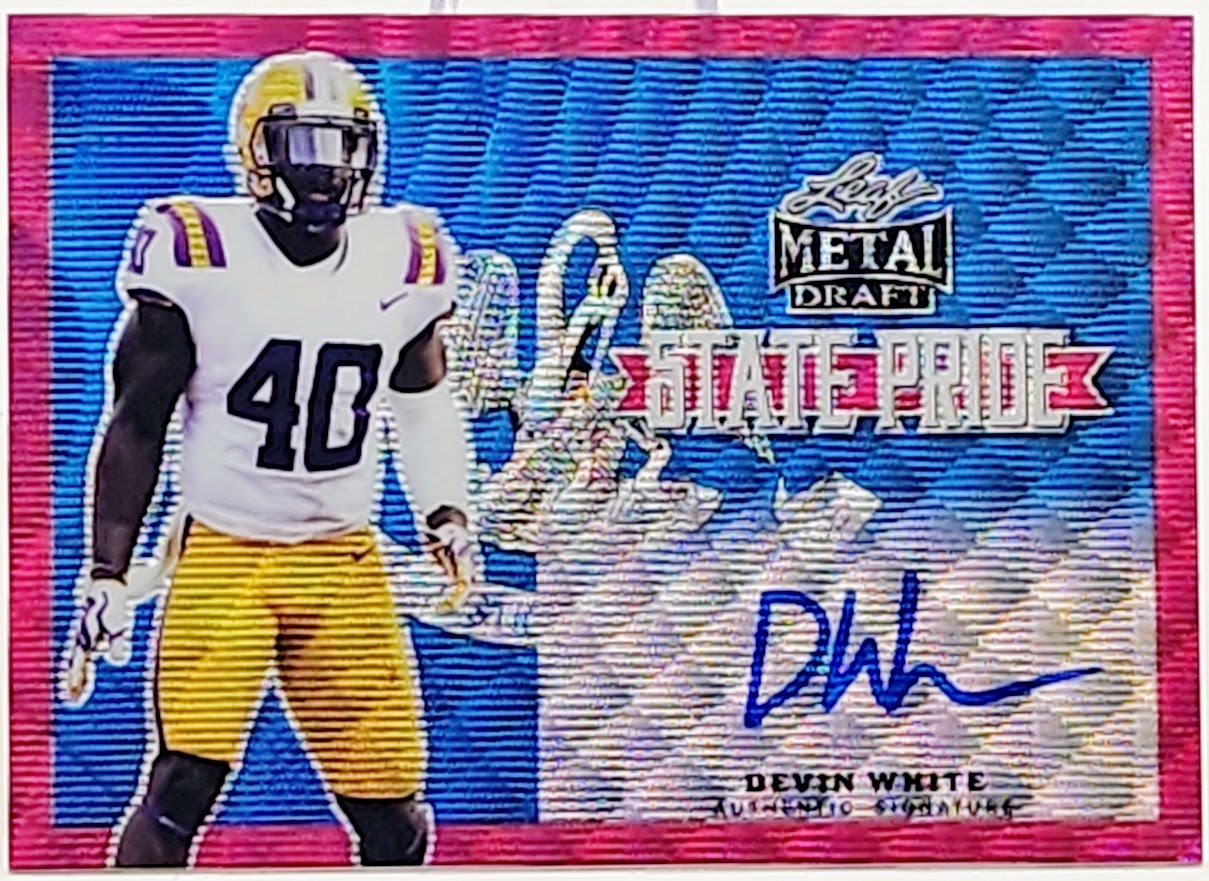 2019 LEAF METAL DRAFT STATE PRIDE PINK SP-DW1 DEVIN WHITE ROOKIE AUTO id#/10