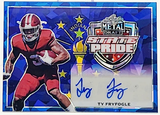2022 Leaf Metal Draft State Pride Blue Crystals /20 Ty Fryfogle Rookie Auto RC