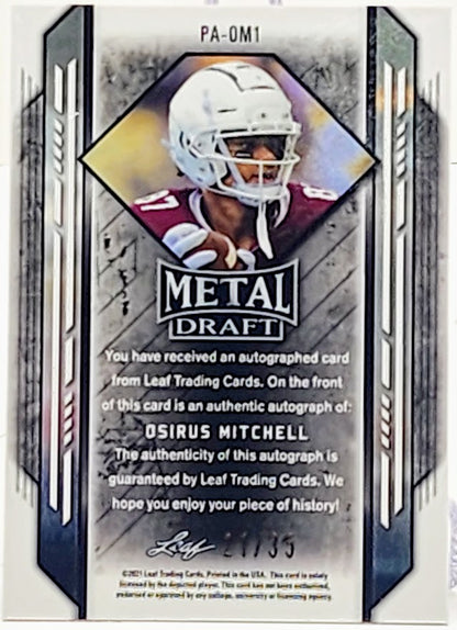 2021 Leaf Metal Draft Portraits Blue Rainbow #PA-OM1 Osirus Mitchell Autograph /35