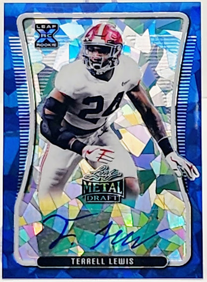 Terrell Lewis Blue Cracked Ice Rookie Auto RC 2/10 2020 Leaf Metal Draft #BA-TL1