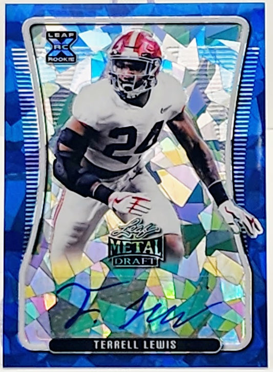 Terrell Lewis Blue Cracked Ice Rookie Auto RC 2/10 2020 Leaf Metal Draft #BA-TL1