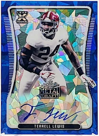 Terrell Lewis Blue Cracked Ice Rookie Auto RC 2/10 2020 Leaf Metal Draft #BA-TL1