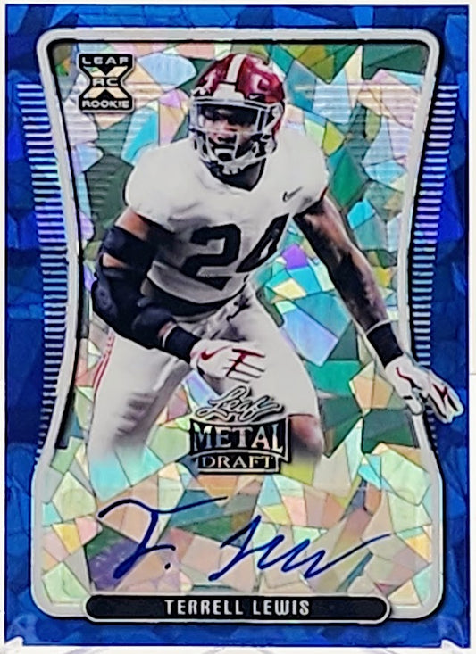Terrell Lewis Blue Cracked Ice Rookie Auto RC 2/10 2020 Leaf Metal Draft #BA-TL1