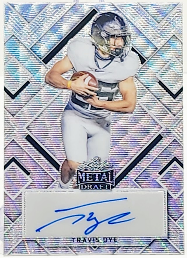 2022 Leaf Metal Draft Travis Dye Silver Autograph Football Card 12/30 BA-TD1