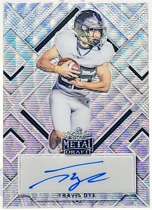 2022 Leaf Metal Draft Travis Dye Silver Autograph Football Card 12/30 BA-TD1