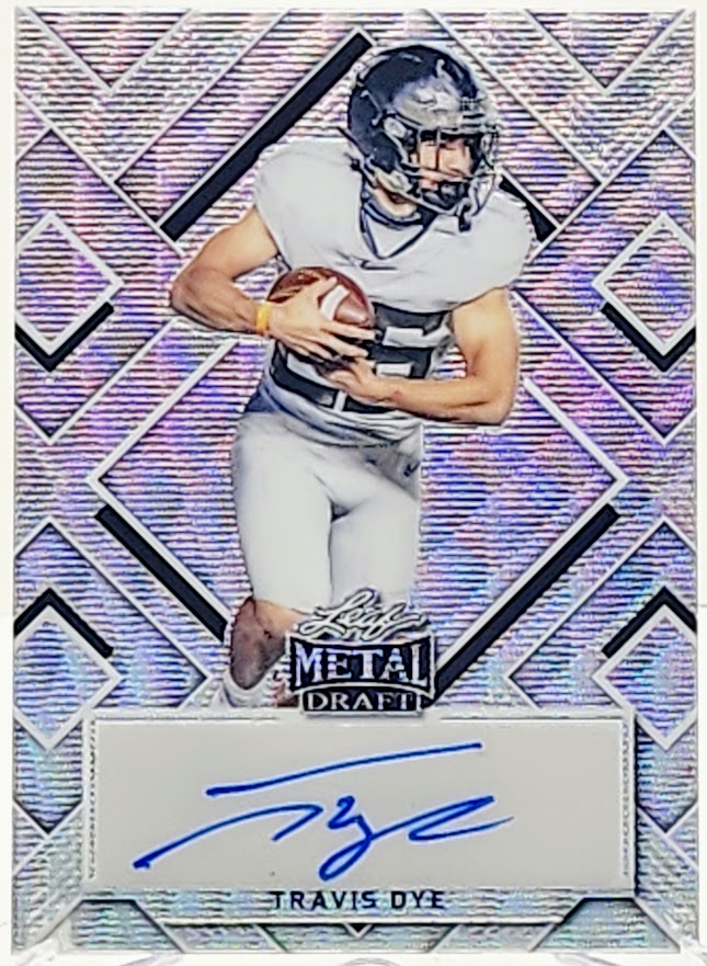 2022 Leaf Metal Draft Travis Dye Silver Autograph Football Card 12/30 BA-TD1