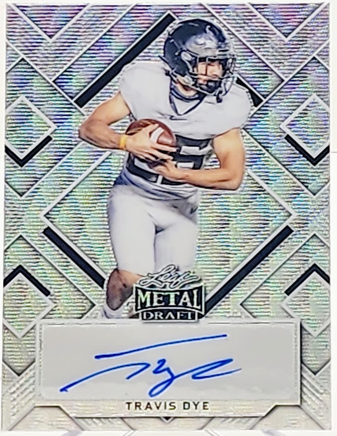 2022 Leaf Metal Draft Travis Dye Silver Autograph Football Card 12/30 BA-TD1