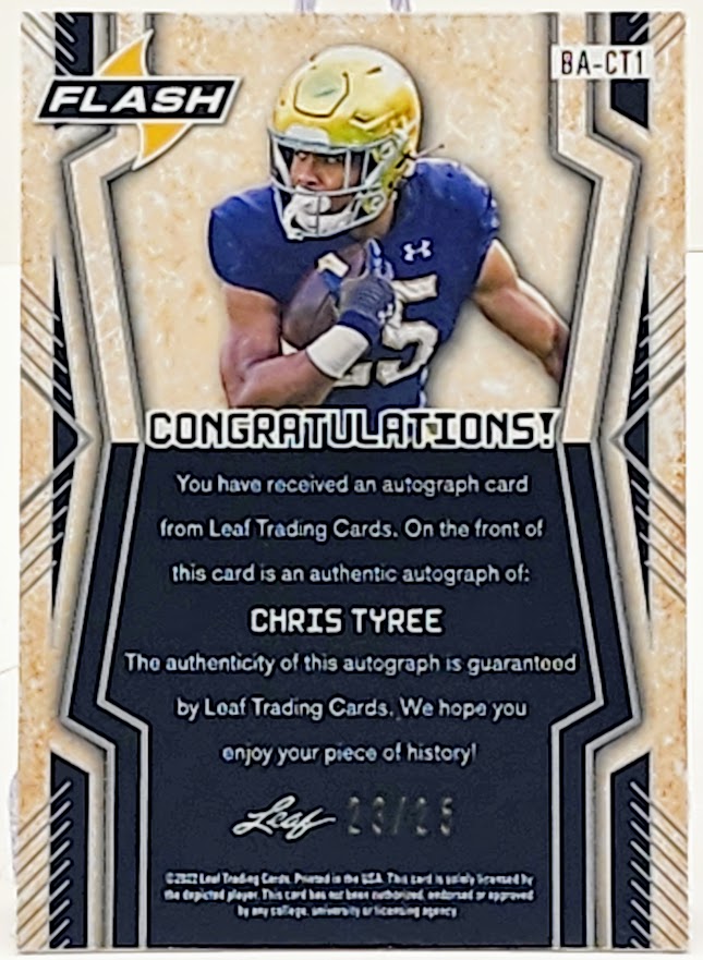 2022 Leaf Flash #BA-CT1 Chris Tyree Rookie Auto Blue Sparkles /25