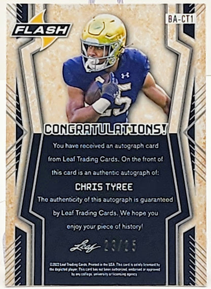 2022 Leaf Flash #BA-CT1 Chris Tyree Rookie Auto Blue Sparkles /25