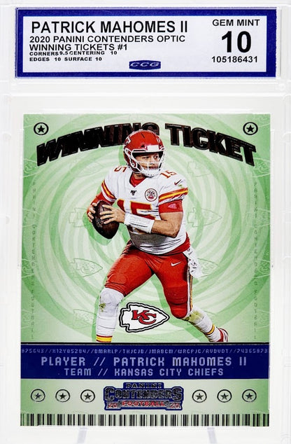 2020 Panini Contenders Optic Winning Ticket Patrick Mahomes II #WT1 Chiefs CGC GEM MINT 10