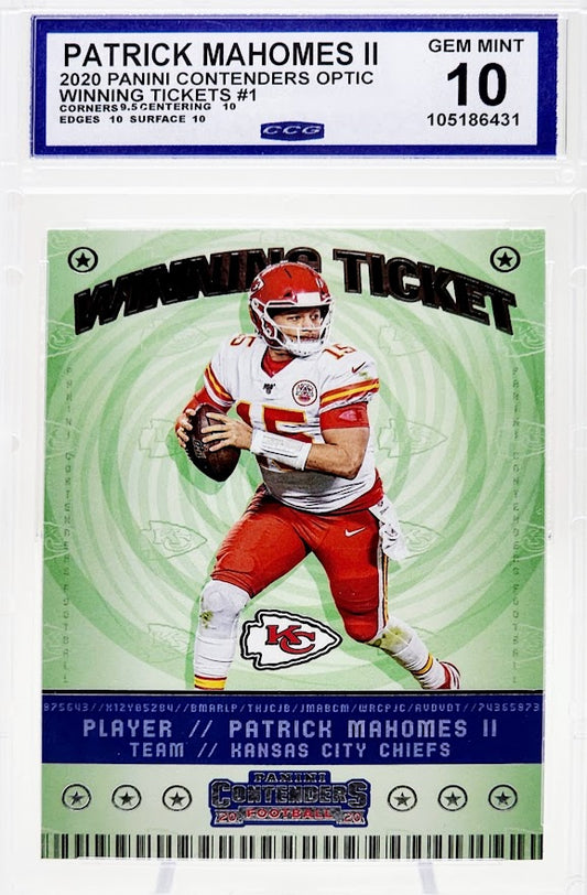 2020 Panini Contenders Optic Winning Ticket Patrick Mahomes II #WT1 Chiefs CGC GEM MINT 10