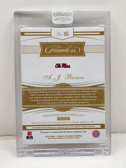 2021 Flawless Collegiate Ruby Diamond Rookie Gem Auto 07/20 A.J. Brown #105