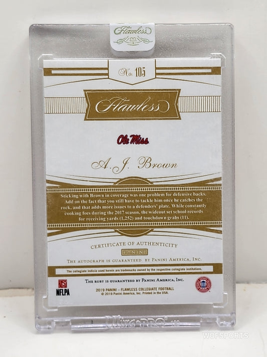 2021 Flawless Collegiate Ruby Diamond Rookie Gem Auto 07/20 A.J. Brown #105