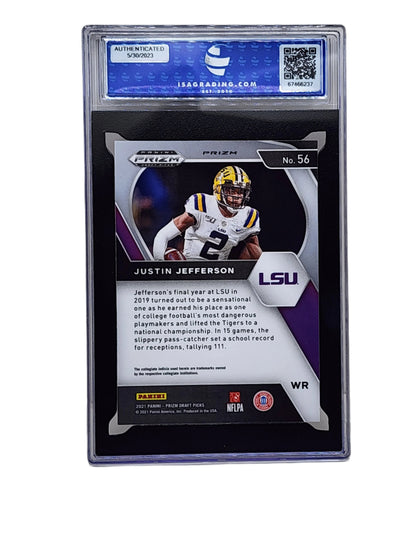 2021 Panini Prizm Pick Orange Ice Prizm JUSTIN JEFFERSON #56 LSU ISA Mint 9