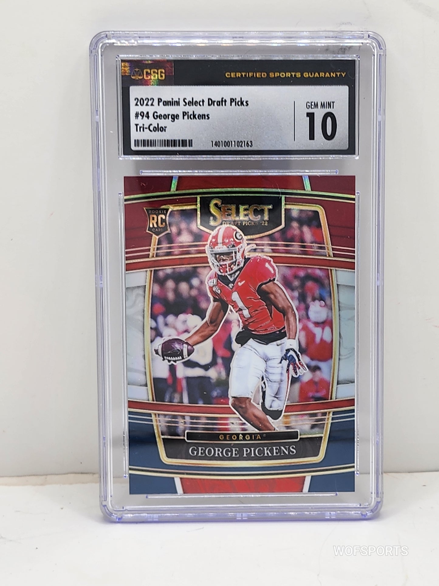 2022 Panini Select Draft Pick Tri-Color Prizm George Pickens RC #94 CSG Gem Mint 10