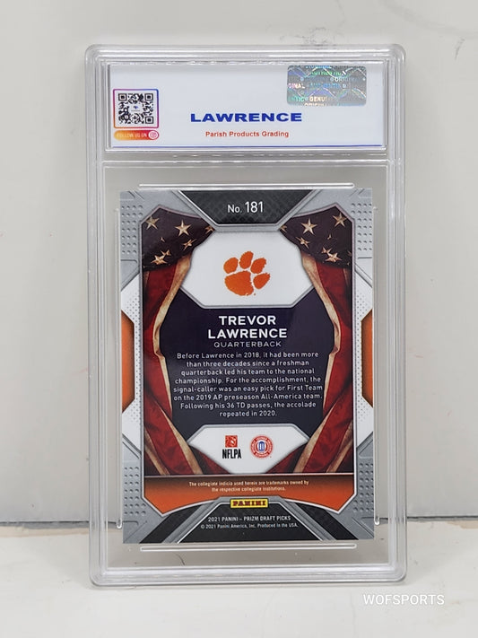 2021 Panini Prizm Draft Picks Trevor Lawrence Rookie #181 Jacksonville Jaguars Parish 9 Mint
