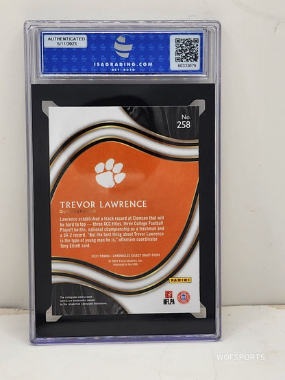 2021 Panini Chronicles Select Draft Pick Trevor Lawrence Rookie #258 ISA GEM MINT 10