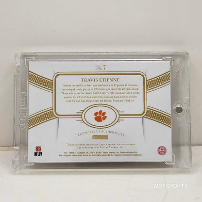 2021 Flawless Collegiate Rookie Auto Patch 05/15 Travis Etienne #7 Clemson Tigers