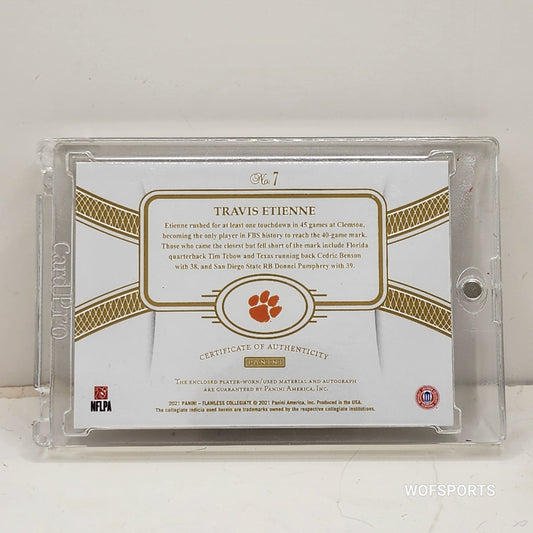 2021 Flawless Collegiate Rookie Auto Patch 05/15 Travis Etienne #7 Clemson Tigers